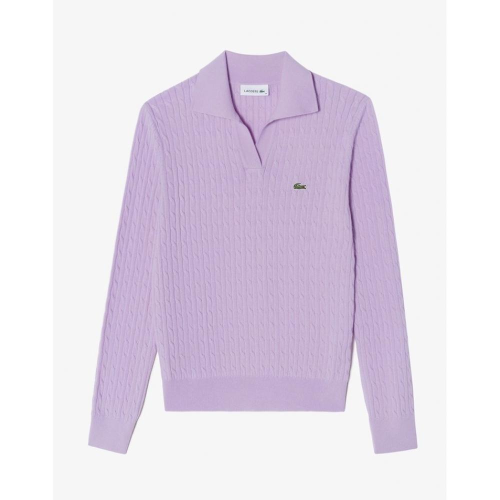 Lacoste Женский свитер кабельной вязки с открытым воротником Af197e 54n Gfu
