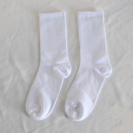 5 Pairs Cotton Crew Socks Stretchy Casual Calf Socks Ribbed