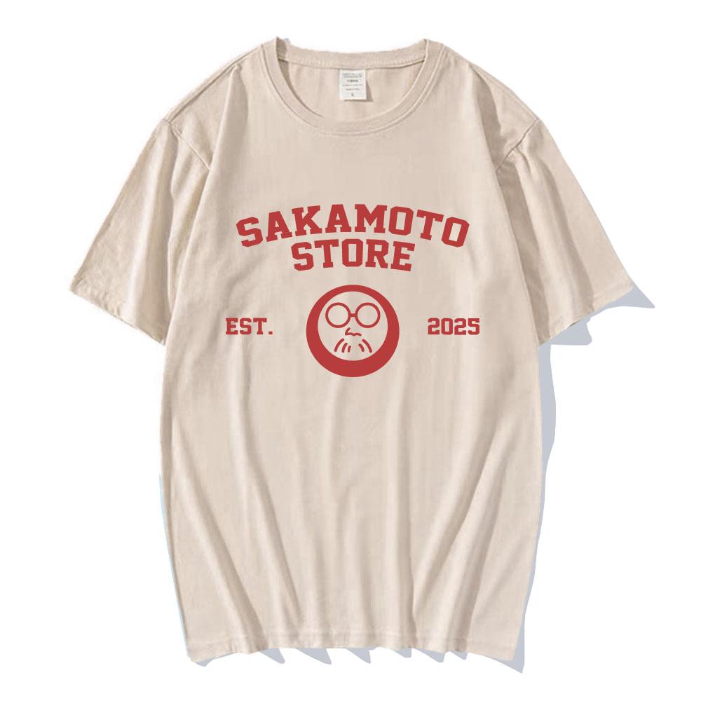 Футболки Sakamoto Store EST 2025 с принтом «Мультяшная манга» и «Дни Сакамото», футболка с коротким рукавом, хлопковая мужская футболка, унисекс, уличная одежда