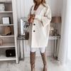 Women Casual Autumn Winter 45720 Sleeve Pockets Buttons Long Coat Loose Jacket