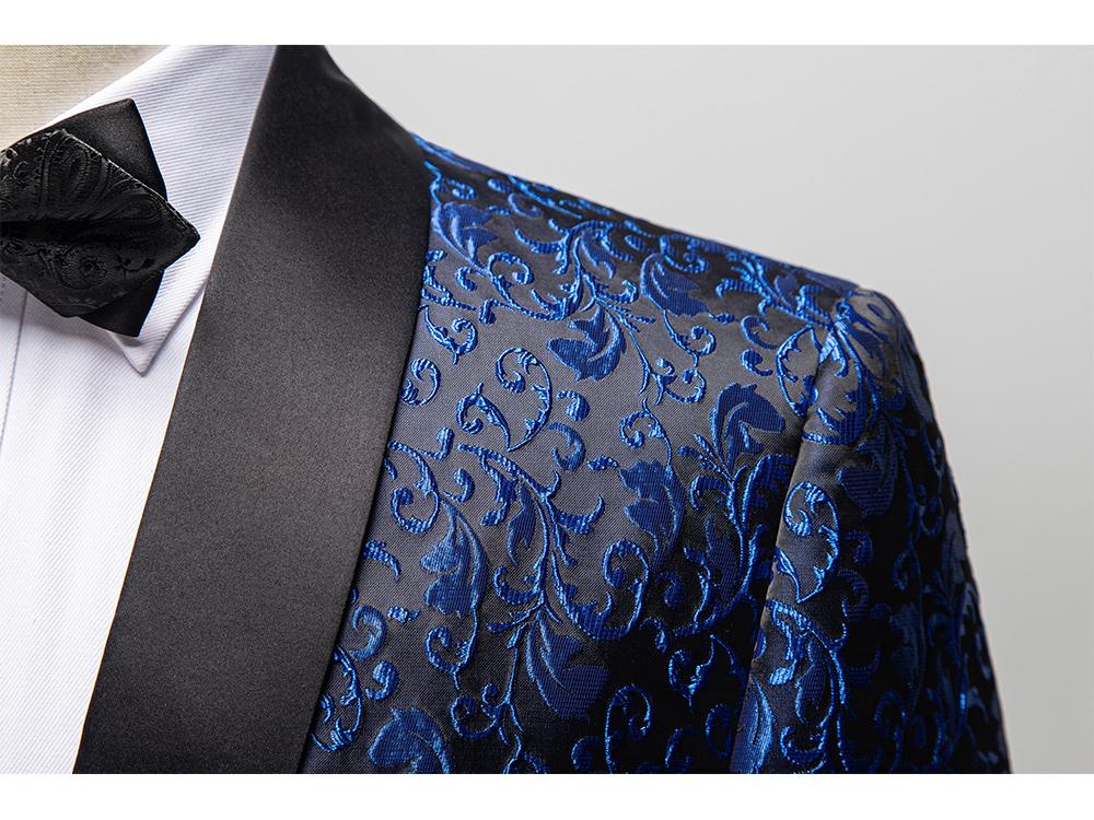 Мужской многоцветный приталенный жаккардовый пиджак-смокинг для сцены, свадьбы и банкета