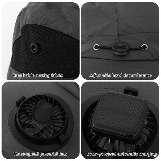 Шляпа для активного отдыха с двойным источником питания, широкополая шляпа от солнца со встроенным солнечным вентилятором, шляпа для рыбалки, походов, садоводства