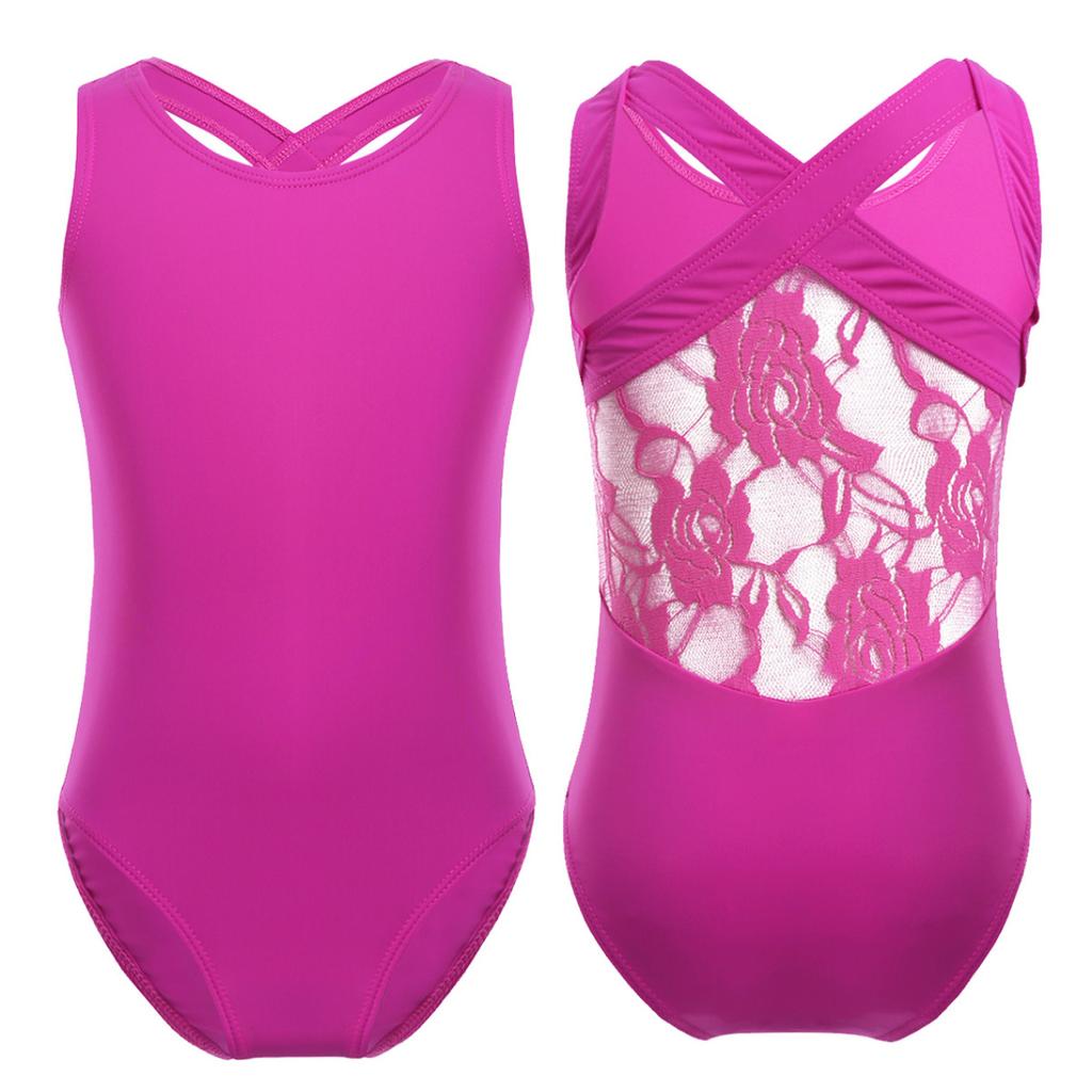 Детский гимнастический балетный купальник без рукавов с двойными бретелями для девочек, спортивная танцевальная одежда, топы на бретелях, наряды