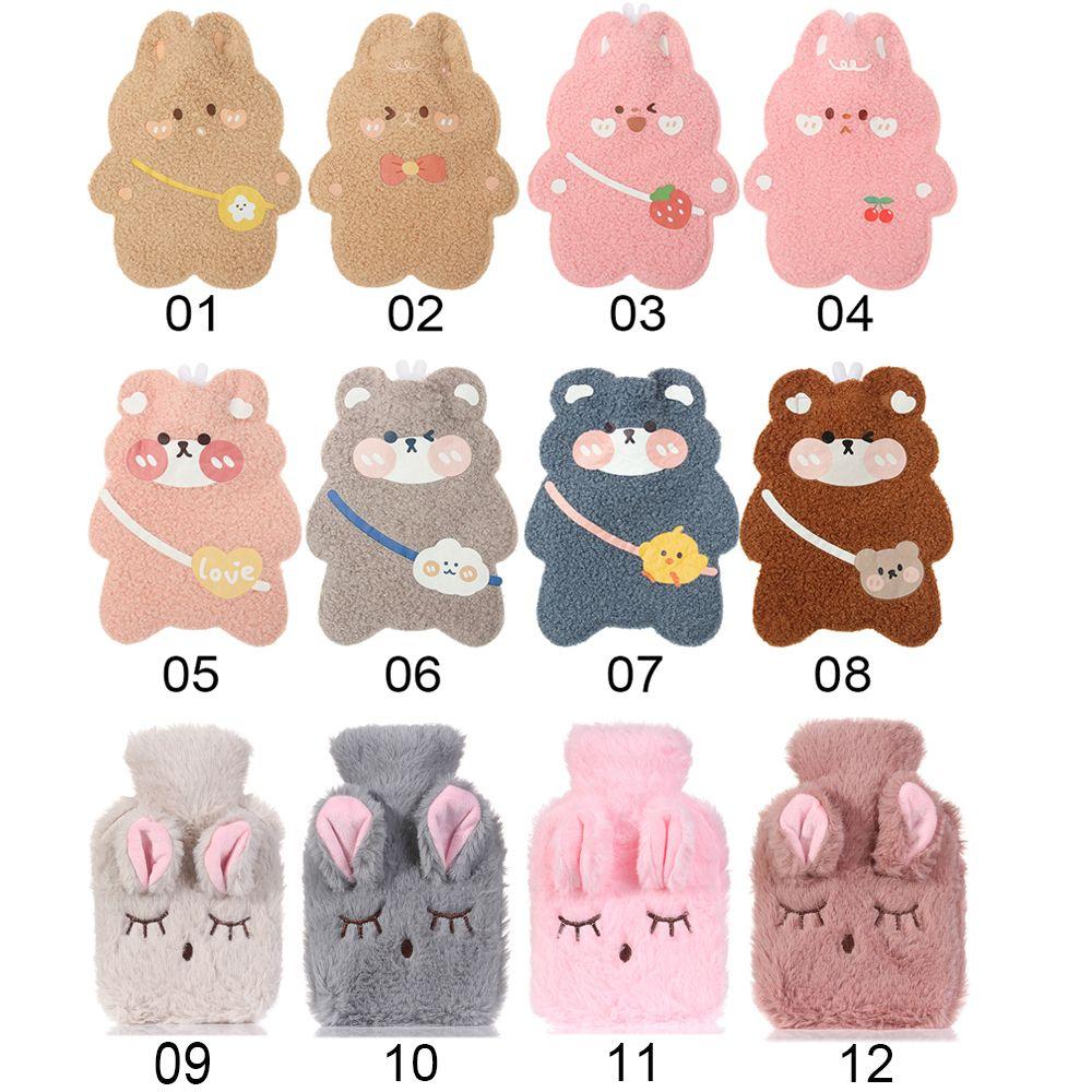 Keep Warm Cartoon Plush Portable Hot Water Bottle Hand Warmer Water Injection Relaxing