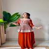 Radiant Rust Orange Georgette Sharara Set with Intricate Chikankari Embroidery