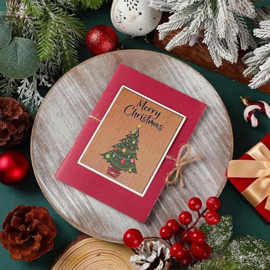 Christmas Gift Card Holder 5 Slots Postcard Card Sleeve Christmas Tree/Snowman Money Holder Envelope Booklet for Xmas Party Supplies