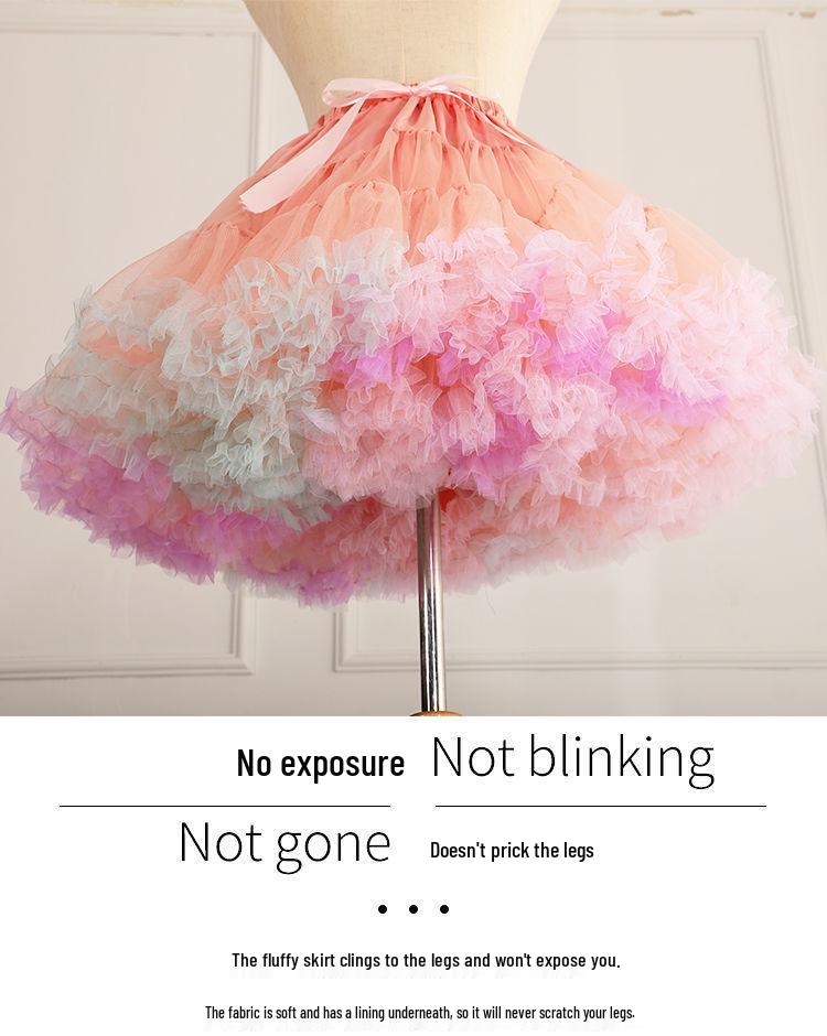 Пышный подъюбник Лолита из мягкой пряжи "Зефир" с поддержкой 45 см - Полноцветная универсальная подкладка