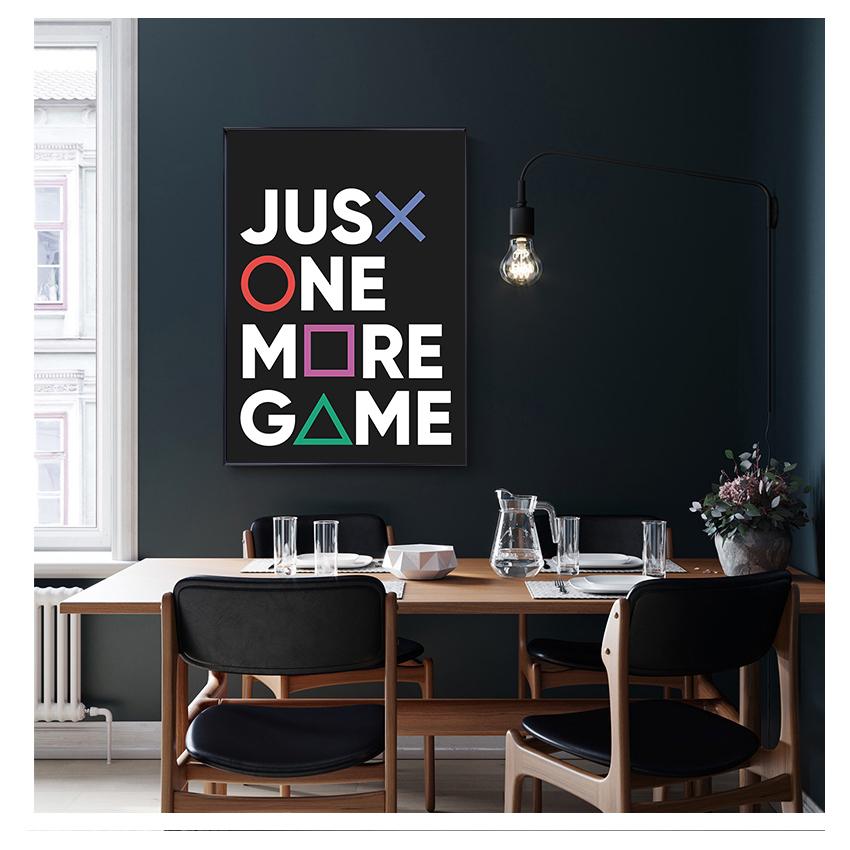 Gamer Joystick Symbols Gamepad Controller Boys Room Wall Art Canvas Painting Man Cave Decor Just One More Game Poster Prints