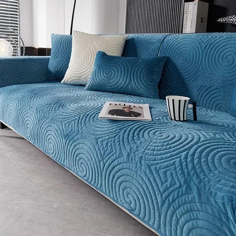 Плотные чехлы для дивана в гостиную, противоскользящие, однотонные, плюшевые маты для дивана, L-образные, универсальные подушки для дивана, защита мебели