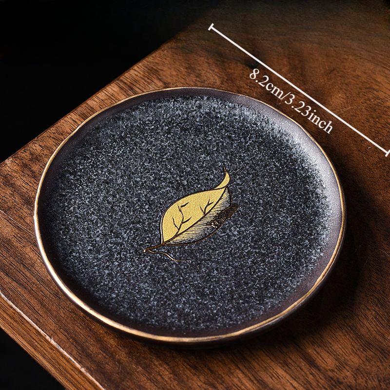 Креативный керамический коврик для чашки чая, золотой противоскользящий чайный столик, изолированный держатель для чашки, аксессуары для чайной церемонии кунг-фу