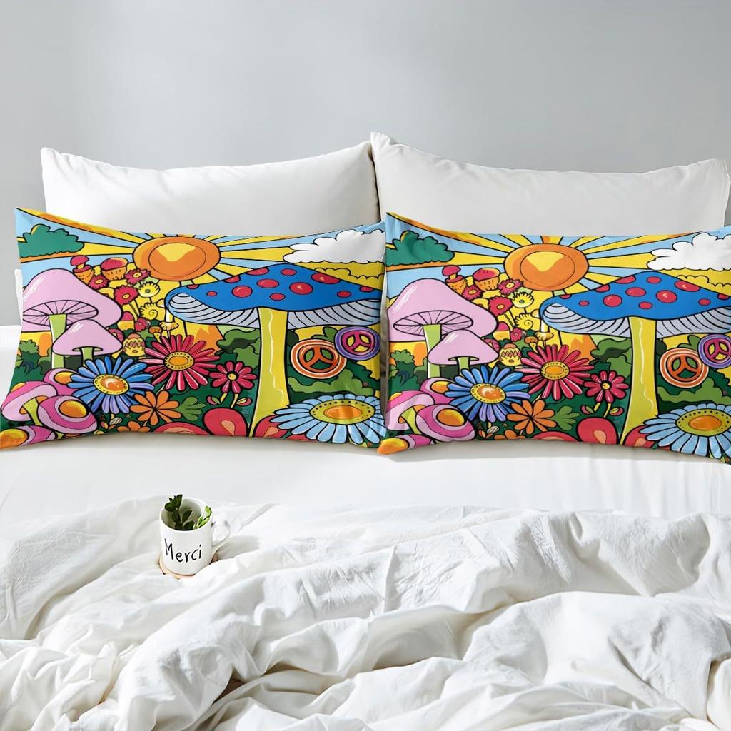 Bohemian Mushroom Pattern Bed Hat Four-Piece Bedding Set Bedroom Dormitory Bedding Decoration