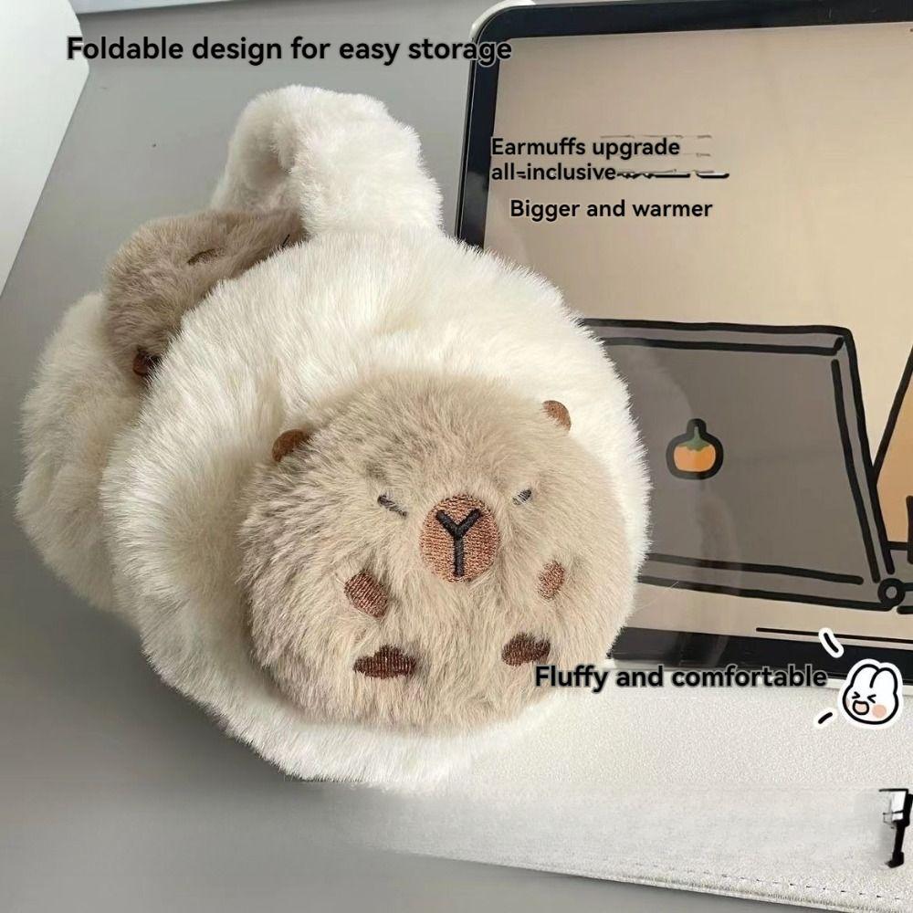 Cartoon Capybara Plush Scarf Warm Gloves New Earmuffs Women