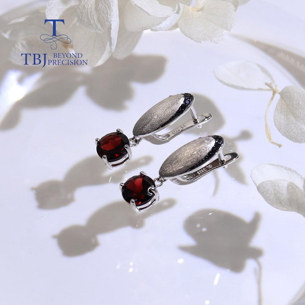 Серьги из натурального дымчатого и гранатового серебра 925 пробы, простые модные женские ювелирные изделия с драгоценными камнями, повседневная одежда