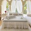 Elegant Latex Summer Bed Cover Lace Bed Skirt with Elastic Double Bedspread Cooling Sleeping Mat Washable Soft with 2 Pillowcase