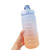 Бутылка для воды емкостью 2 л с маркером и соломинкой Бутылка для воды большой емкости с ручкой многоразовая герметичная