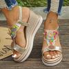 Fashion Bohemian Style Chunky Platform Sandals Women 2025 String Bead Wedges Sandles Woman Plus Size Slip On Gladiator Sandals Female