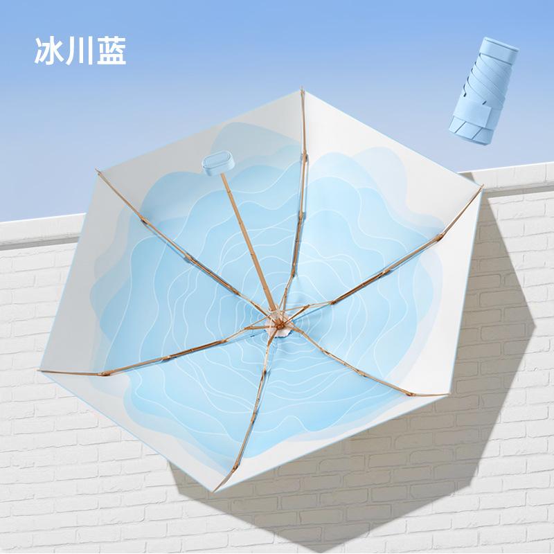 50% Off Hand-opened Mini Sun Umbrella Sunscreen Parasol Small Gold Flat Umbrella Gold Glue Thumb Umbrella Folding Pocket Umbrella