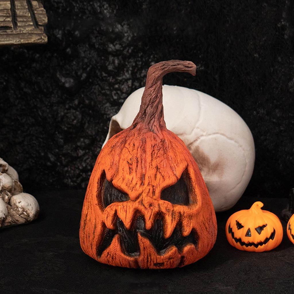 Halloween Pumpkin Latex Material Non-deformation Luminous Sounding Pumpkin Ornaments Latex Horror Pumpkin Head (need To Bring 3 AA Batteries)