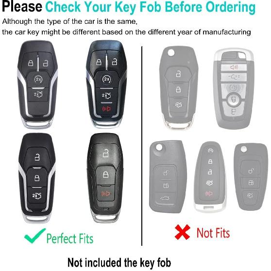 for Ford Key Fob Cover Keychain Leather Car Smart Key Case Protector Holder Compatible with Explorer Mustang Fusion F150 Edge Lincoln MKZ MKC