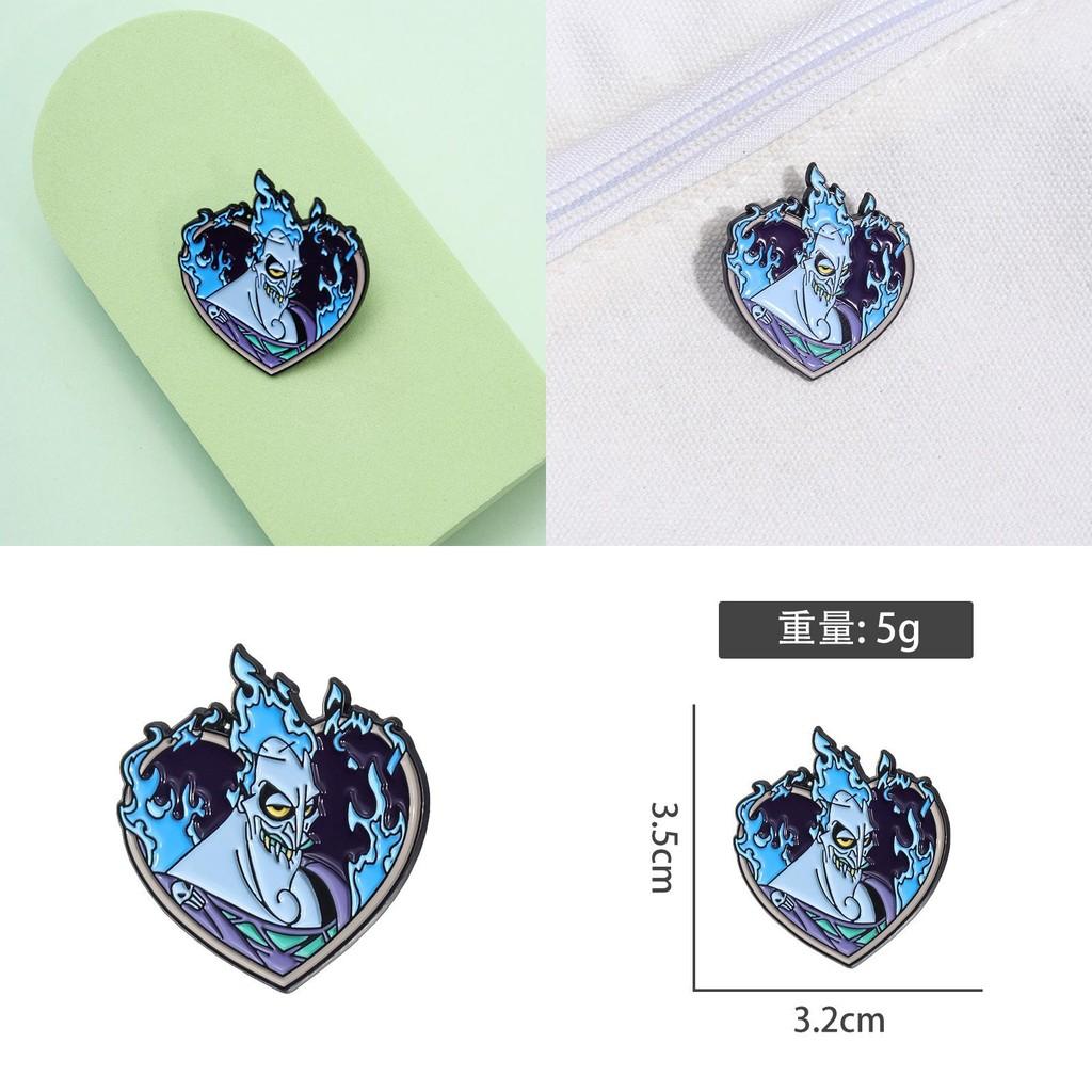 Adorable Cartoon Character Brooch Featuring Heart Shape And Blue Flame Aesthetic