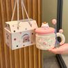 Girl's Heart Birthday Gift Fairy Tale Kitten Ceramic Mug with Lid Spoon Coffee Cup Girlfriend Souvenir Gift Box