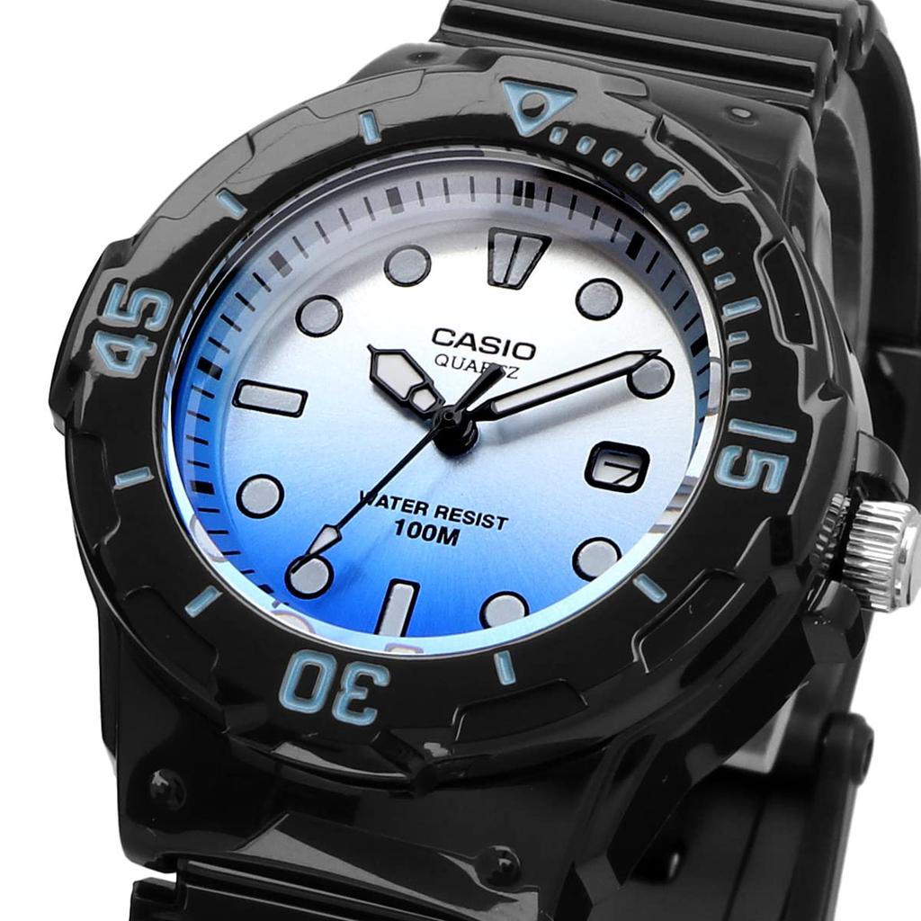 Casio Аналоговые часы LRW -200H-2EV / -200H-4BV Женские/Детские Дешевые часы Casio в глянцевом черном цвете с синим металликом или в глянцевом белом цвете с розовым (Импортный)