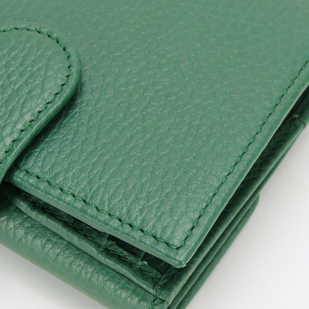 Used GUCCI Bifold Wallet Interlocking 615525 leather green Everyday use