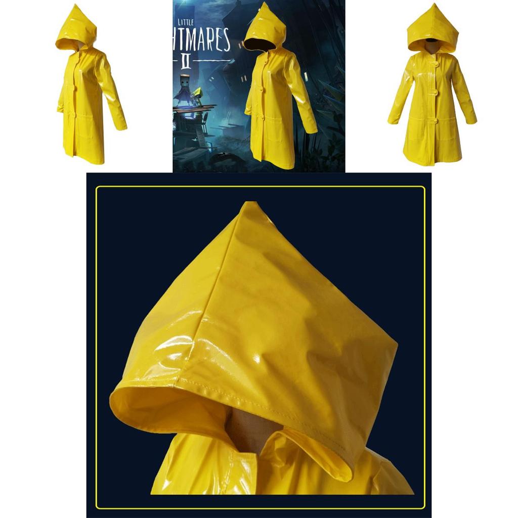 Ярко-желтый костюм для косплея Six из Little Nightmares 2 с водонепромокаемым плащом