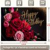 Party Backdrop Pink Red Elegant Flat Golden Glittery Text Roses Flowers Photo Background Decor Birthday Party Decor