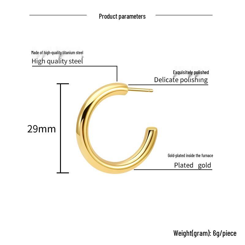 Trendy Gold-Plated Triple C-Shaped Titanium Steel Earrings