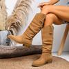 Autumn/winter Plus-size Suede Pointed-toe Square Heel Boots High-top Fashion Women's Boots That Do Not Reach The Knee