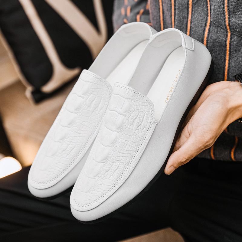 Модные мужские мокасины для вождения, удобные туфли-лоферы без застежек, мужская повседневная обувь, кожаные мокасины с крокодиловым узором, туфли на плоской подошве для мужчин