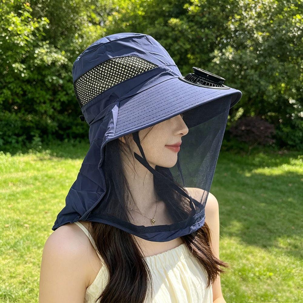 With Net Mesh Mosquito Head Net Hat UV Protection Wide Brim Sun Cap Fishing Bucket Hat Fishing