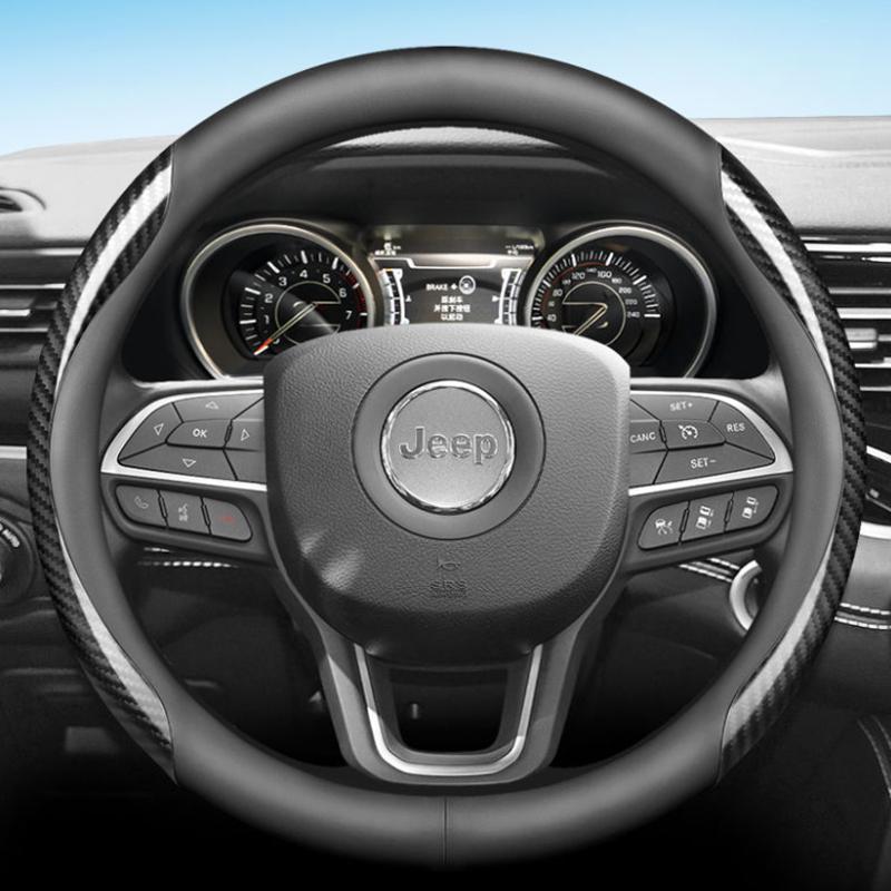 for Jeep Compass Avenger Wagoneer L Series III 4X4 Grand Wagoneer Car Steering Wheel Cover Leather Non-slip Auto Accessories rf1