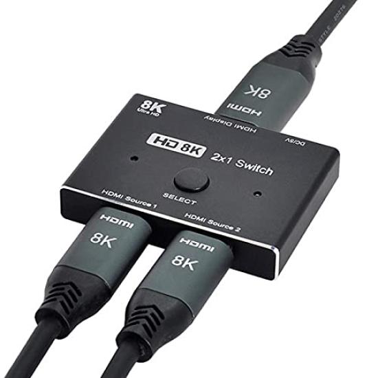 [NFHK] Переключатель HDMI 2.1 8K@60 Гц 2 входа 1 выход Хаб HDCP SST Расширенный 4K@60 Гц