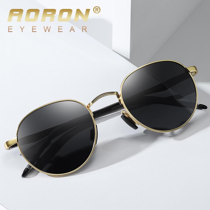 Солнцезащитные очки Aolong Retro с поляризацией, круглые, унисекс, зеркальные, светоотражающие, алюминиево-магниевые A553