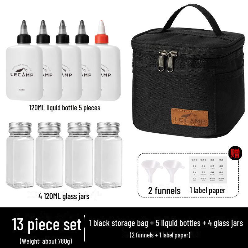 Портативный набор бутылок с приправами для кемпинга и пикников с герметичными бутылками для масла и сумкой для хранения