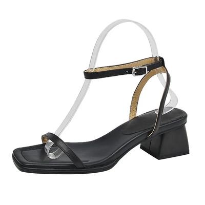 Модные сандалии женские летние на массивном каблуке 2024 Гладиаторы с открытым носком Пляжные шлепанцы Обувь