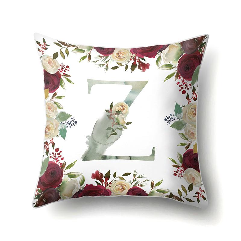 Полиэстеровая наволочка Американский Ретро Цветок Растение 26 Английских Букв Наволочка для Подушки Автомобильная Наволочка
