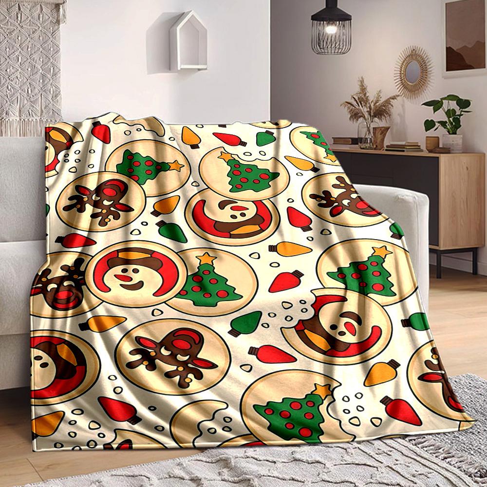 1pc Christmas Cookies Blanket Warm, Cozy, And Soft, Suitable for Sofas, Beds, Cars, And Office Use.Perfect for Camping And Travel, Making It a Great G