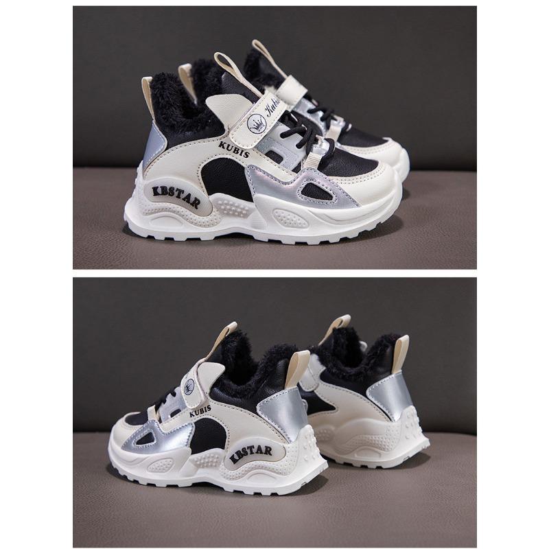 Спортивная обувь для девочек, новые зимние кроссовки с шерстяной подкладкой, для мальчиков начальной школы, хлопковая обувь для девочек, водонепроницаемая