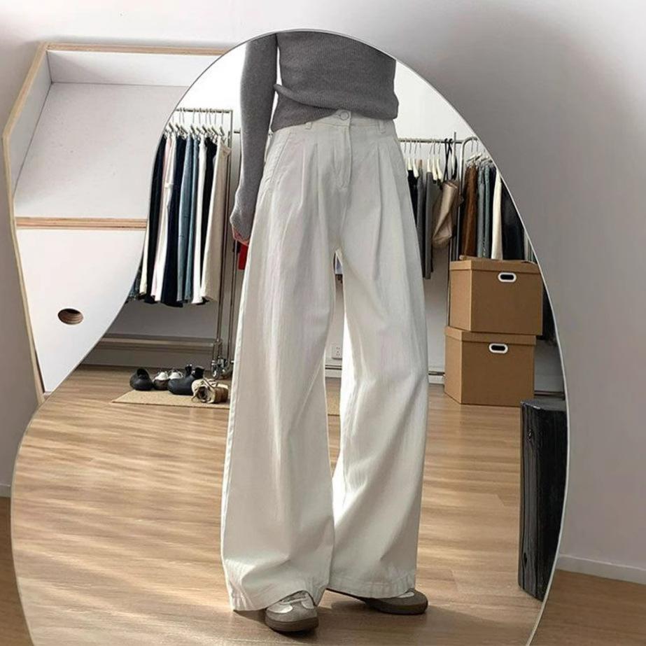 Модные Удобные Свободные Белые Джинсы Широкие Штанины Женские Большого Размера Мускулистые Высокая Талия Прямые Джинсы Брюки Джинсы для Женщин Длинные Джинсовые Штаны