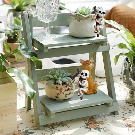 2 шт. Фигурка скелета-альпиниста, подвеска для цветочного горшка, мини-скелет, Хэллоуин, смола, украшение скелета для бонсай, украшение края кашпо