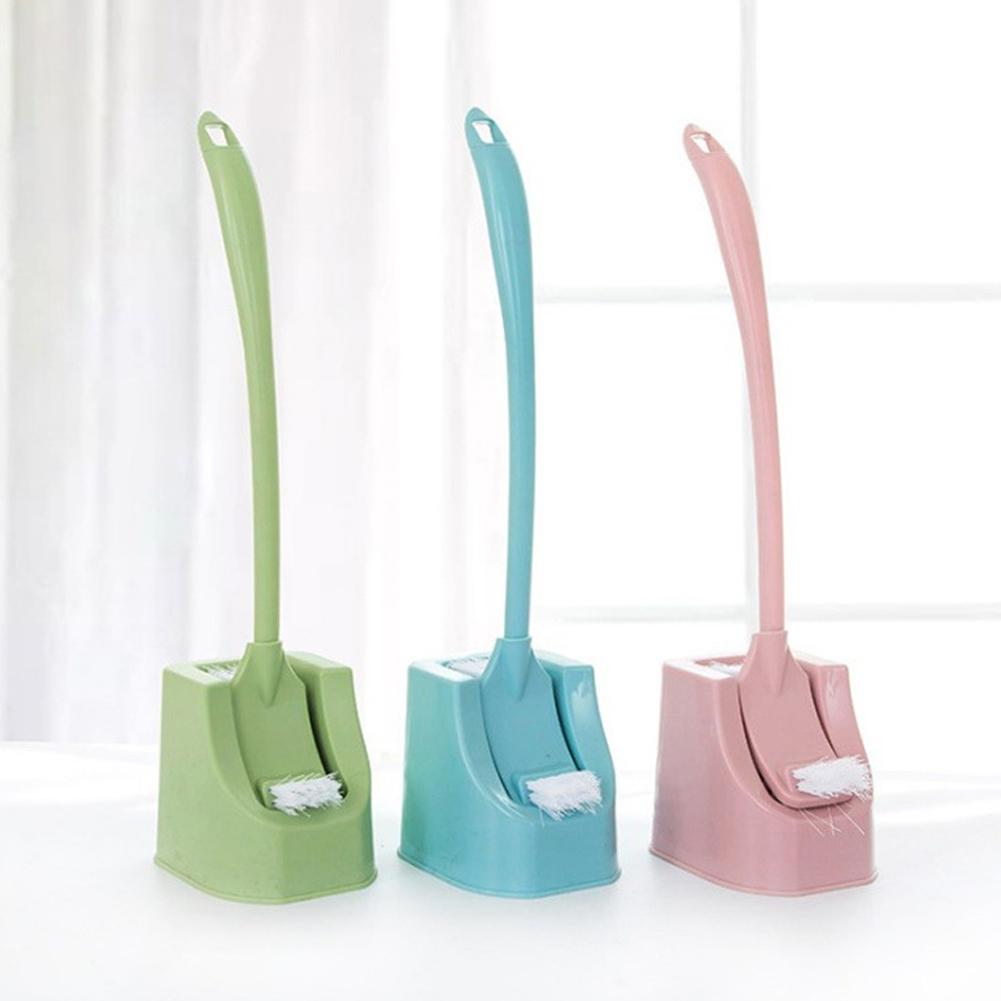 Long-handled Sanitary Brush Cleaning Curved Corner Toilet Brush with Base