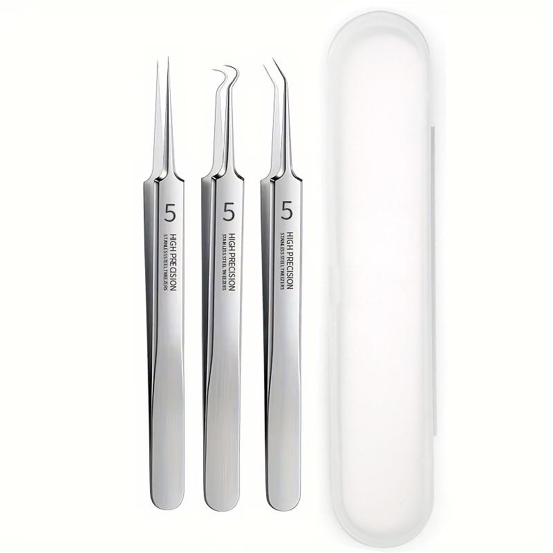 5PCS Blackhead Remover Comedone Extractor, Curved Blackhead Tweezers Kit, Professional Stainless Pimple Acne Blemish Removal Too