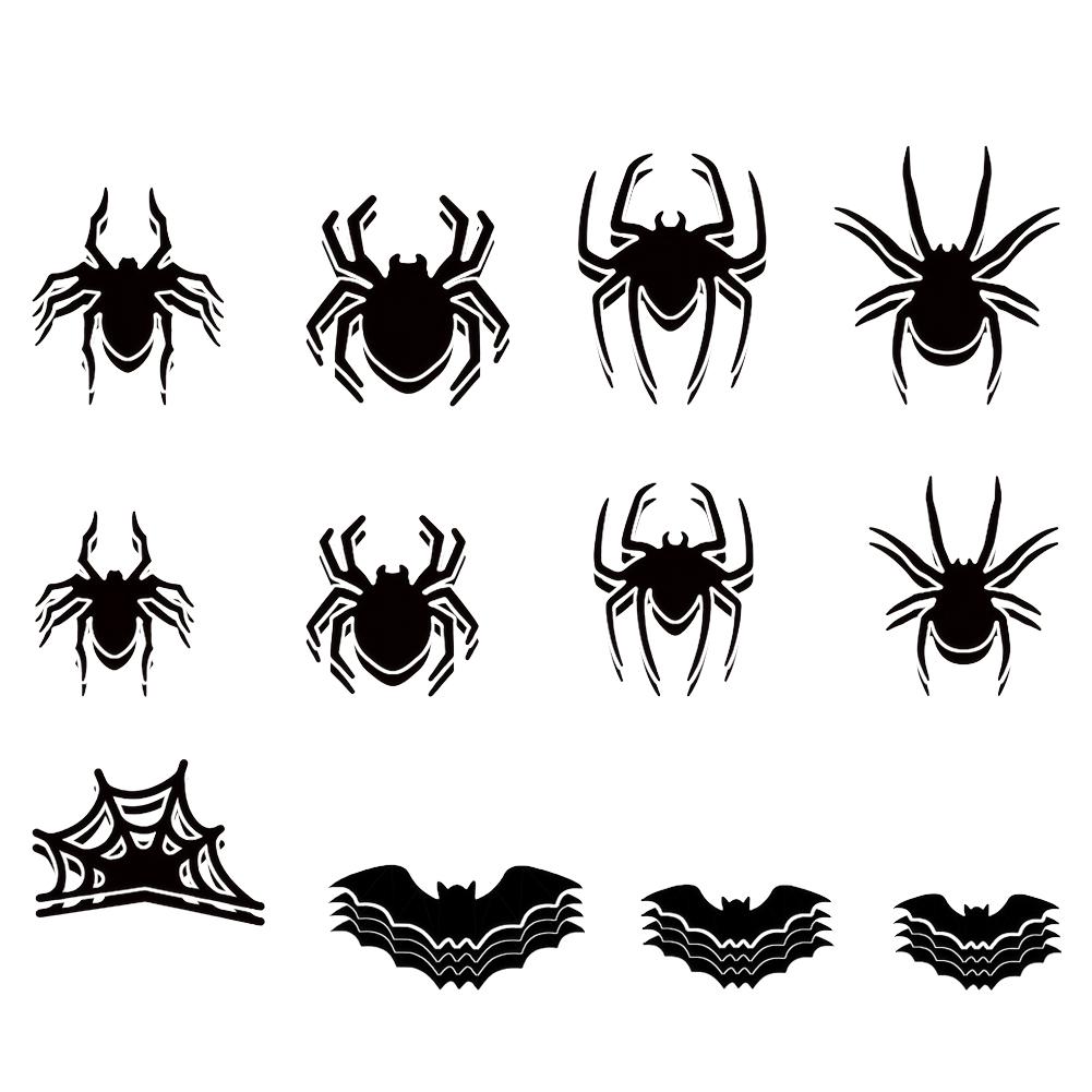 LED Halloween 3D Lighted Bats Battery Powered PVC Wall Decor Light Halloween Spider Atmosphere Lamp for Stairs Bedroom Window