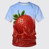 Summer Round Neck Delicious Fruit Strawberry Pattern 3D Print Top Fashionable Casual Short Sleeved Men's and Women's Unisex T-shirts
