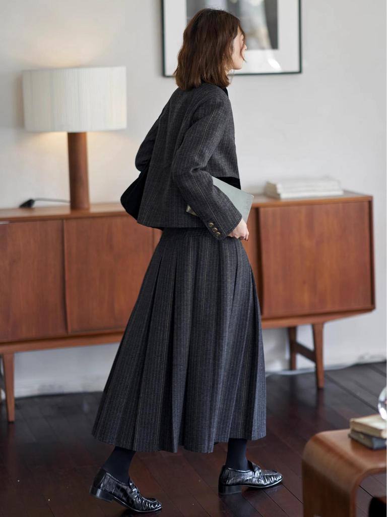 Комплект ретро-костюма и жилета в клетку «Хогвартс» от Ink Line Studio с плиссированной юбкой