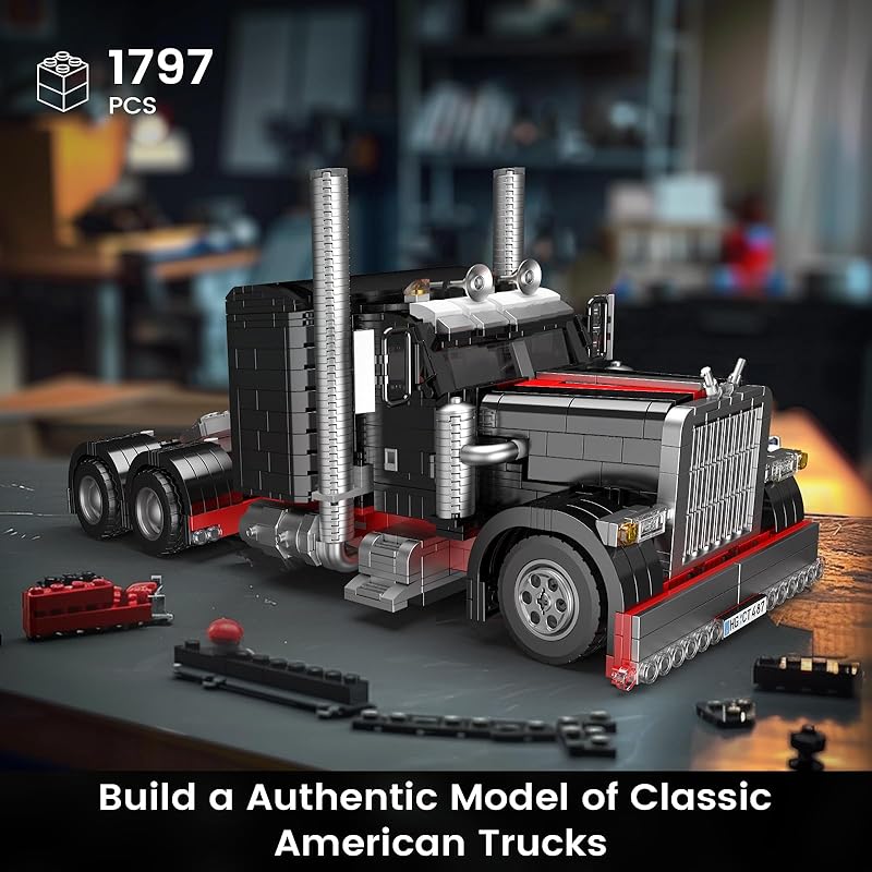 Mold King 10037 Technik technology Американский грузовик черный автомобиль модель конструктора набор, творческий наука и технология грузовик конструктор набор блоков автомобиль