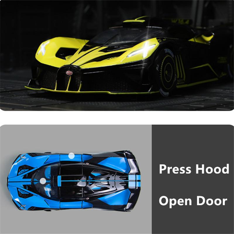 1:24-масштабная модель спортивного автомобиля из сплава Bugatti Bolide, модель автомобиля из литого металла, модель автомобиля с высокой имитацией, детская игрушка в подарок